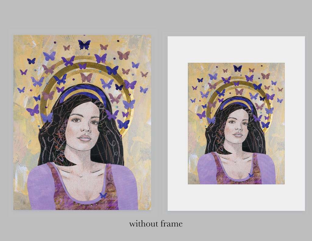 Camille Art Print - Mardi Gras Queen, Mixed Media Collage, Digital Print