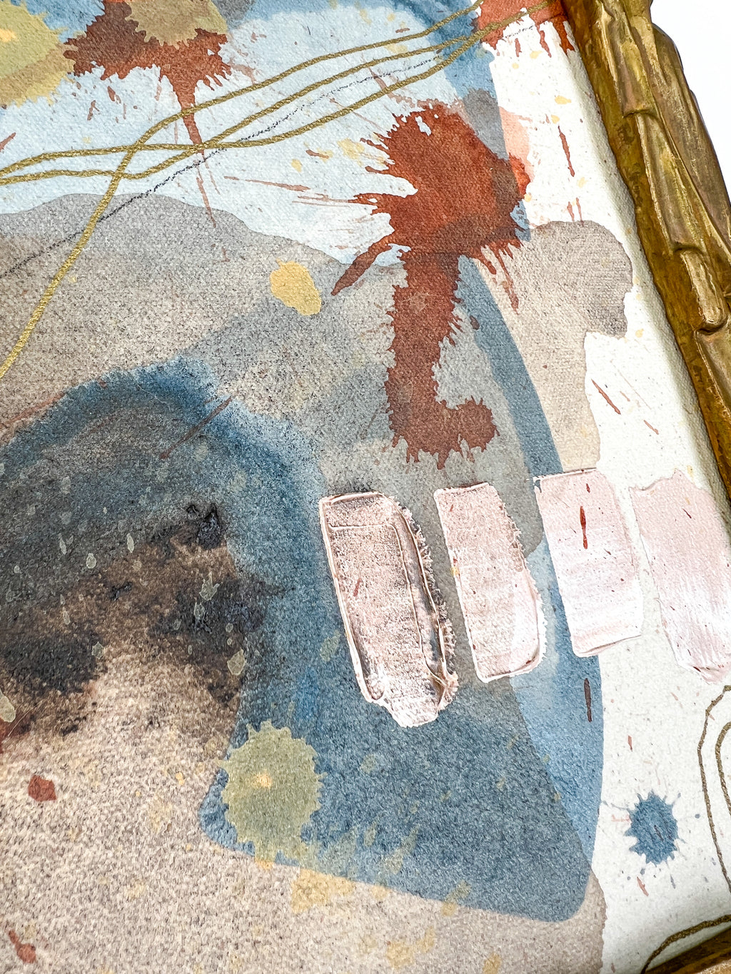 Abstract art with watercolor textures and brush strokes